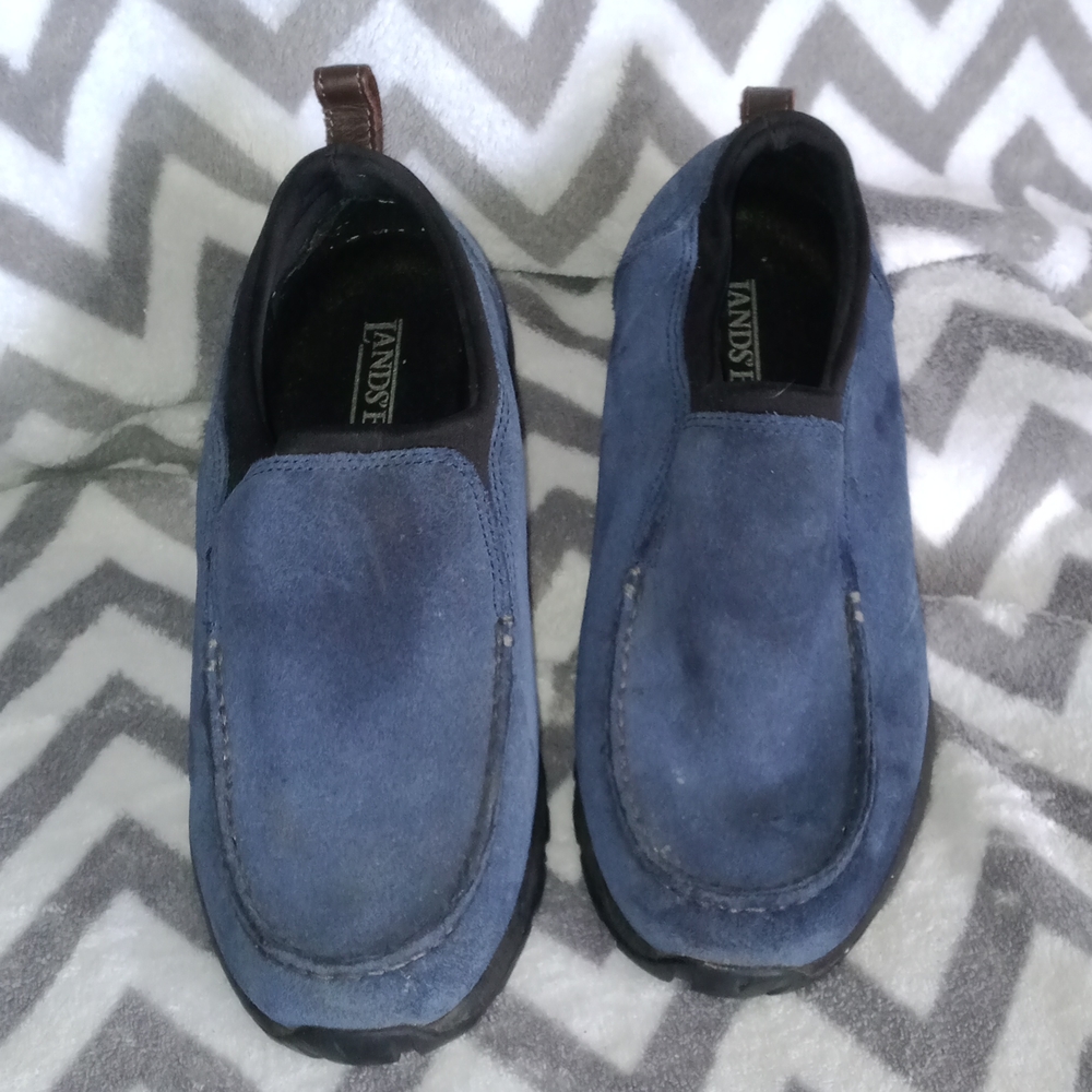 ⏳ 👟 Lands End All Weather Suede Clogs Blue Size 9B